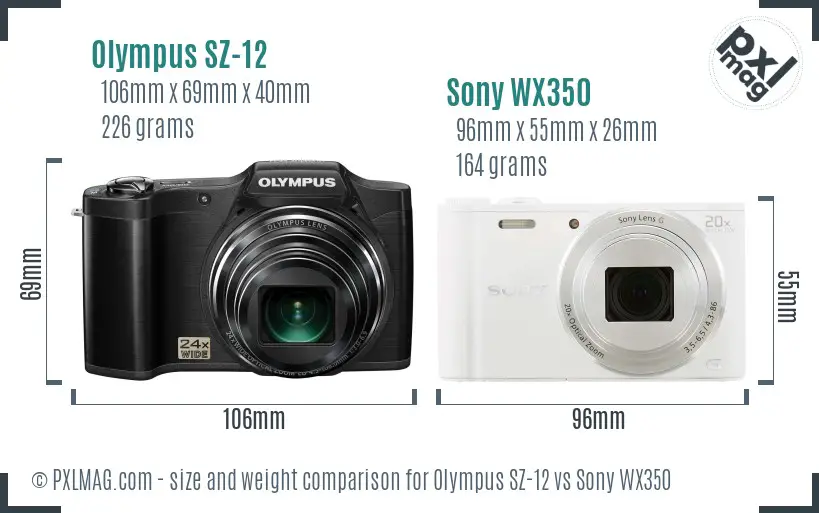 Olympus SZ-12 vs Sony WX350 size comparison