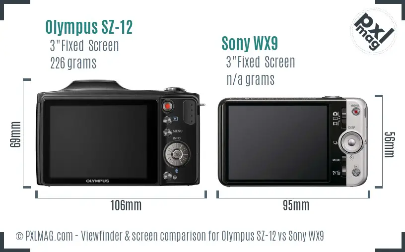 Olympus SZ-12 vs Sony WX9 Screen and Viewfinder comparison