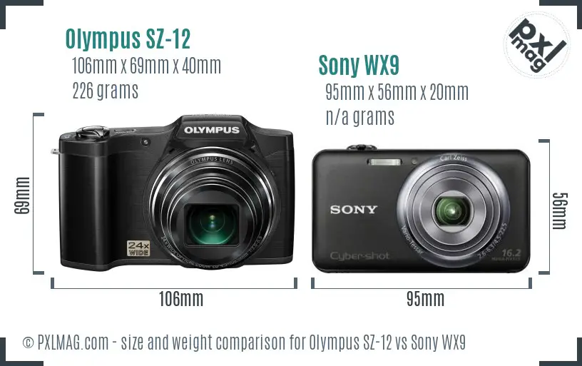 Olympus SZ-12 vs Sony WX9 size comparison