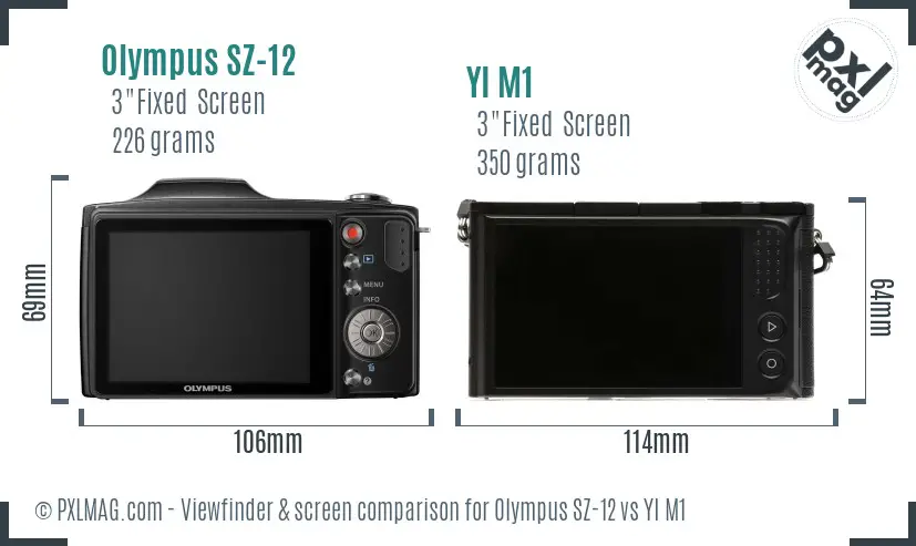 Olympus SZ-12 vs YI M1 Screen and Viewfinder comparison
