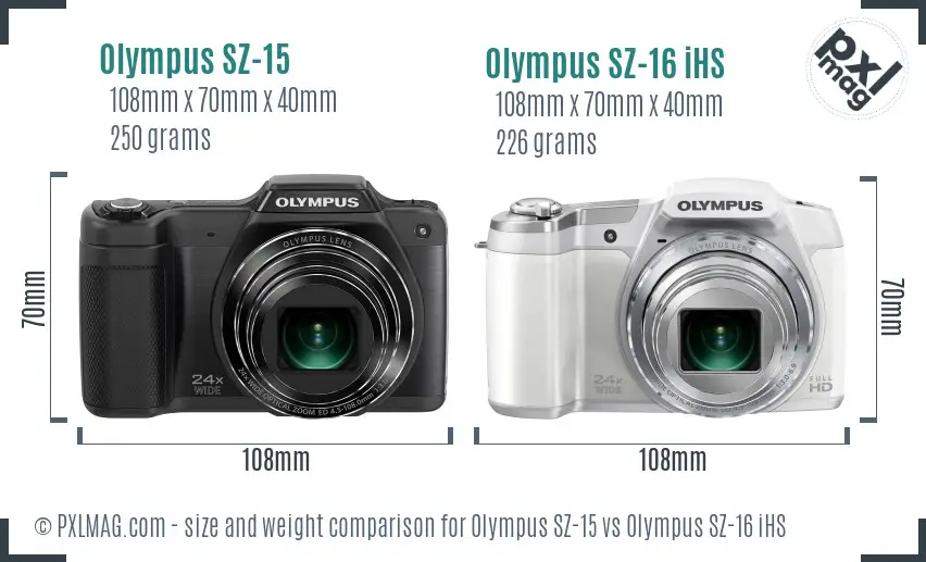 Olympus SZ-15 vs Olympus SZ-16 iHS size comparison