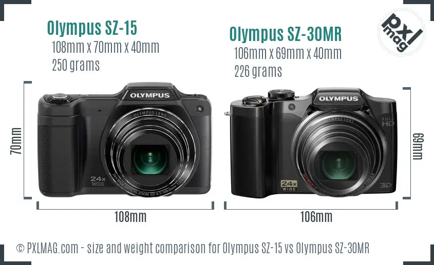 Olympus SZ-15 vs Olympus SZ-30MR size comparison