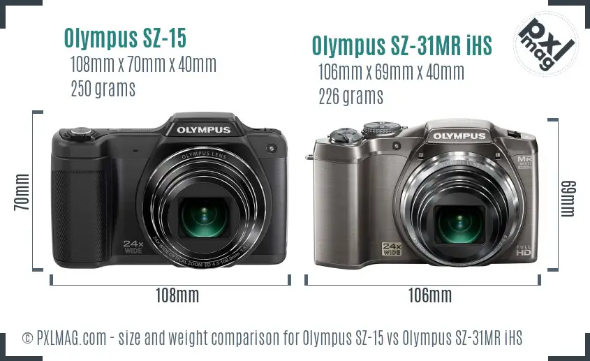 Olympus SZ-15 vs Olympus SZ-31MR iHS size comparison