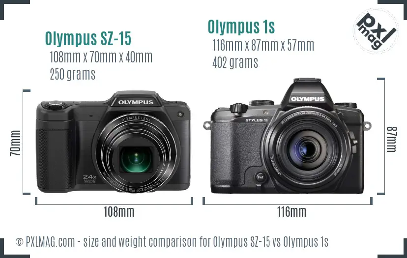 Olympus SZ-15 vs Olympus 1s size comparison