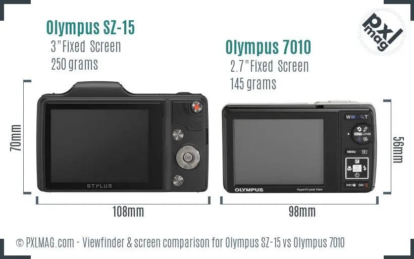 Olympus SZ-15 vs Olympus 7010 Screen and Viewfinder comparison