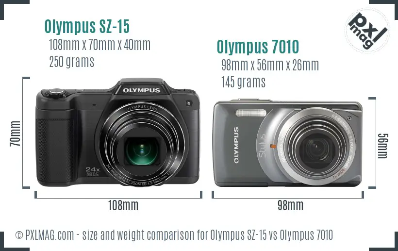 Olympus SZ-15 vs Olympus 7010 size comparison
