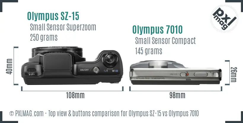 Olympus SZ-15 vs Olympus 7010 top view buttons comparison