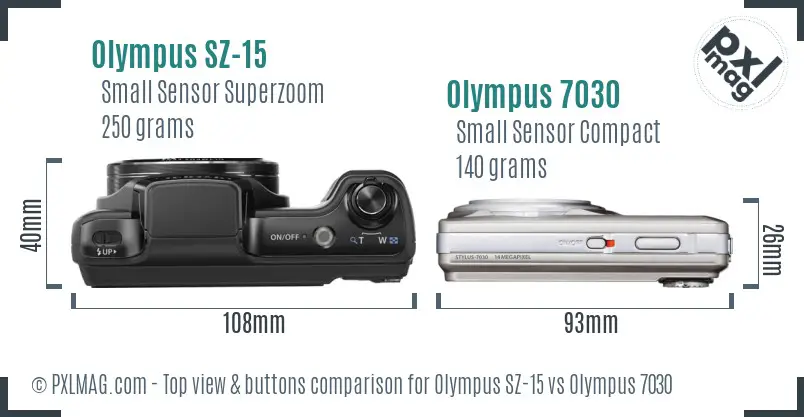 Olympus SZ-15 vs Olympus 7030 top view buttons comparison