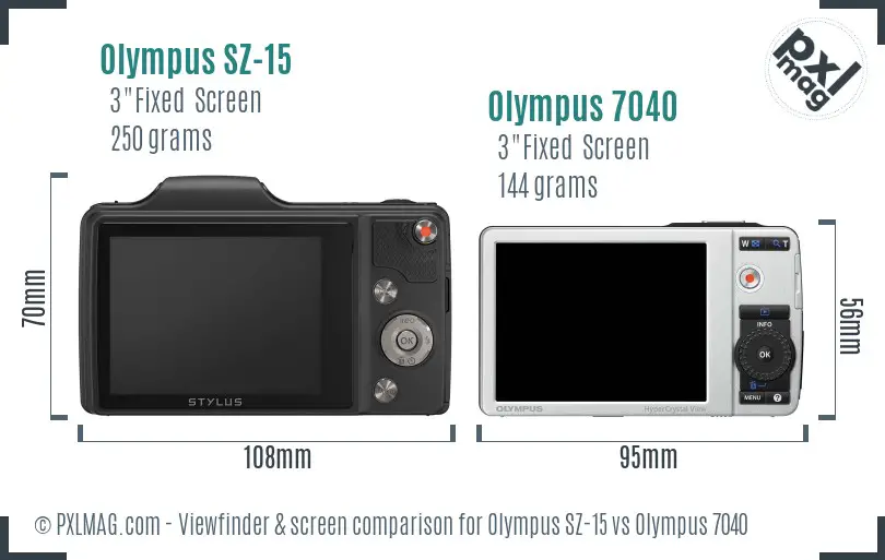 Olympus SZ-15 vs Olympus 7040 Screen and Viewfinder comparison