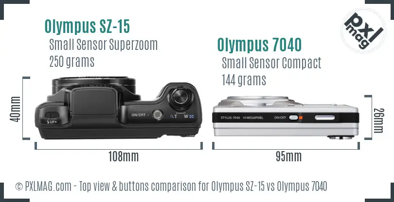 Olympus SZ-15 vs Olympus 7040 top view buttons comparison