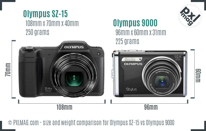 Olympus SZ-15 vs Olympus 9000 size comparison