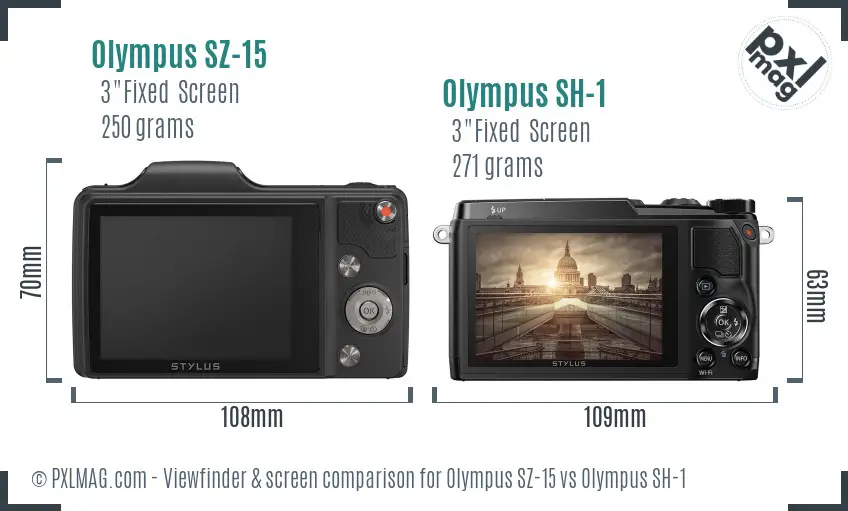 Olympus SZ-15 vs Olympus SH-1 Screen and Viewfinder comparison
