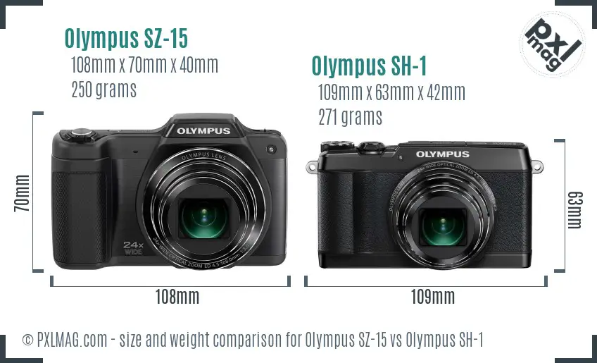 Olympus SZ-15 vs Olympus SH-1 size comparison
