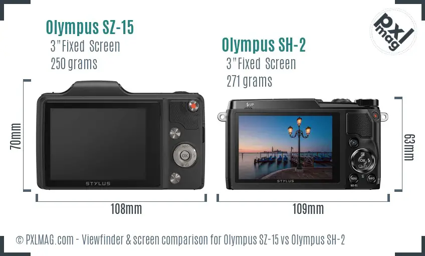 Olympus SZ-15 vs Olympus SH-2 Screen and Viewfinder comparison