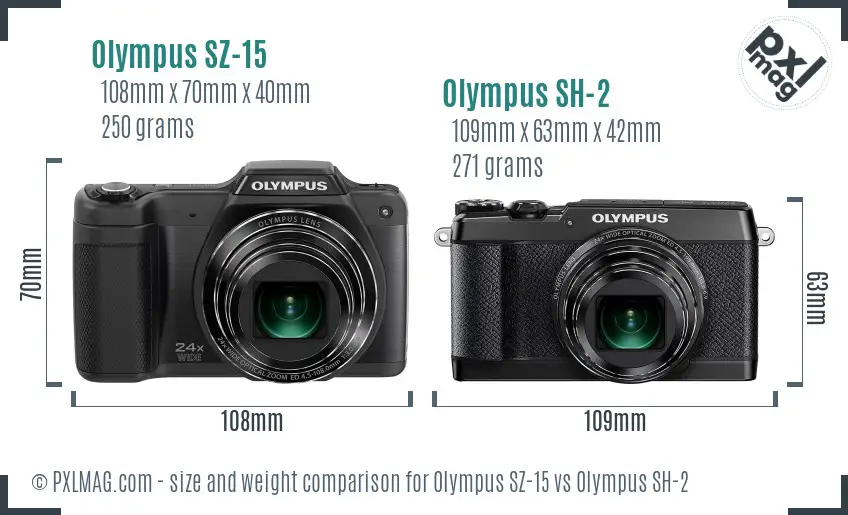 Olympus SZ-15 vs Olympus SH-2 size comparison
