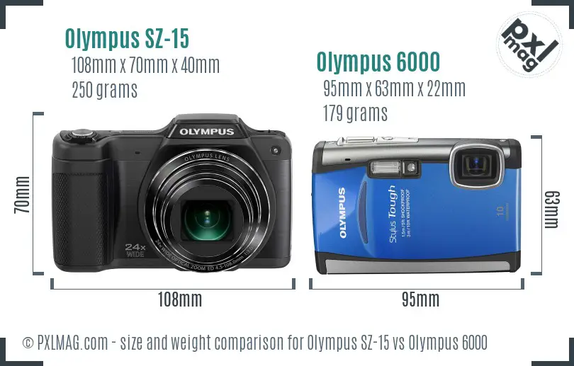 Olympus SZ-15 vs Olympus 6000 size comparison