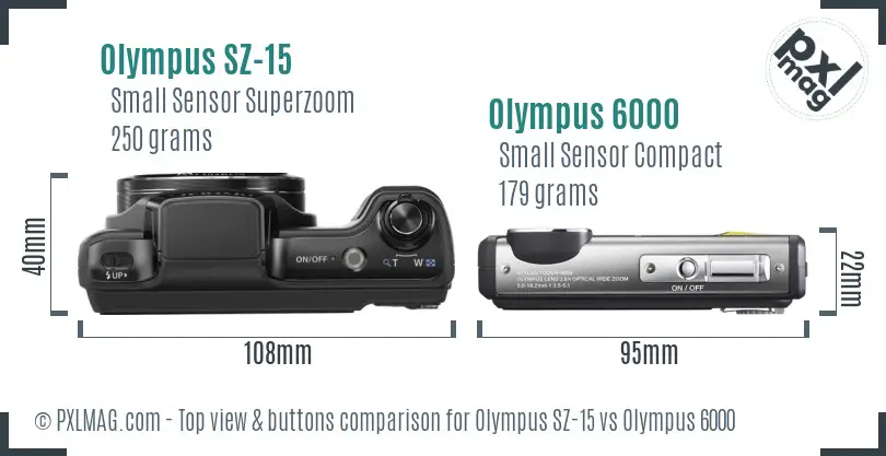 Olympus SZ-15 vs Olympus 6000 top view buttons comparison