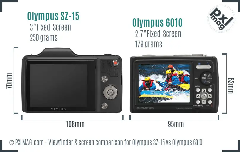 Olympus SZ-15 vs Olympus 6010 Screen and Viewfinder comparison