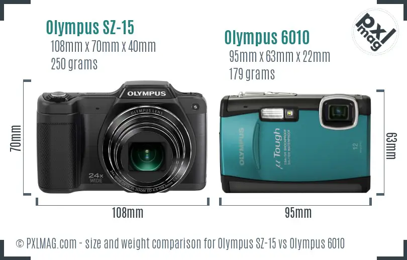 Olympus SZ-15 vs Olympus 6010 size comparison