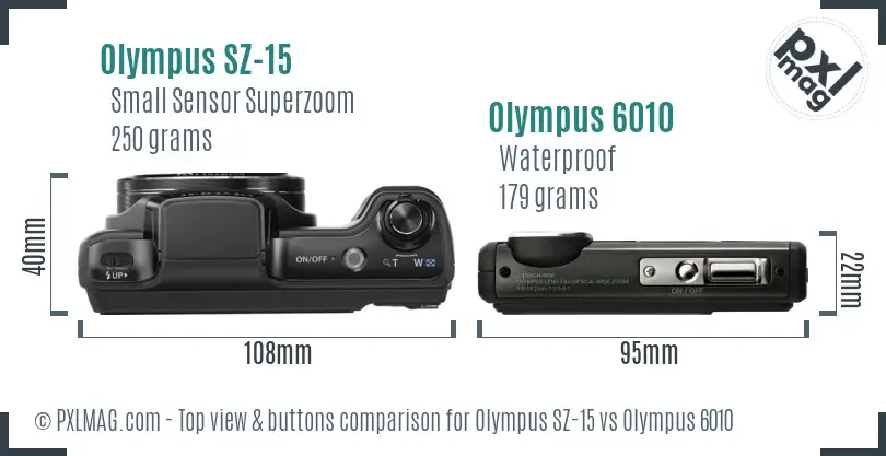 Olympus SZ-15 vs Olympus 6010 top view buttons comparison