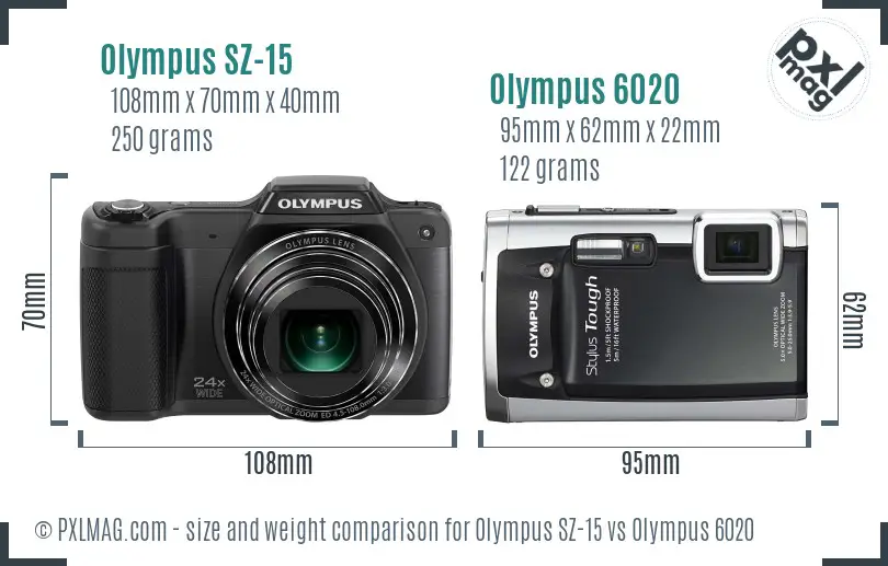 Olympus SZ-15 vs Olympus 6020 size comparison