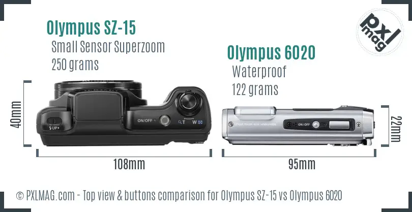Olympus SZ-15 vs Olympus 6020 top view buttons comparison