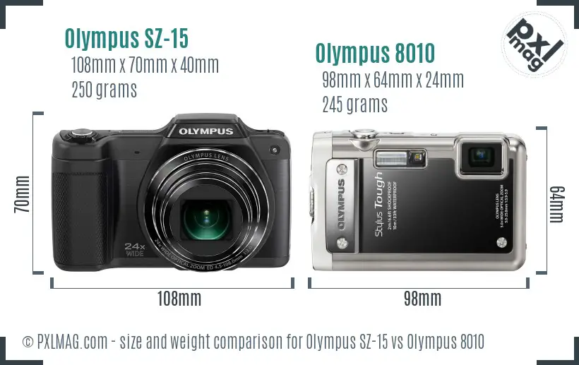 Olympus SZ-15 vs Olympus 8010 size comparison