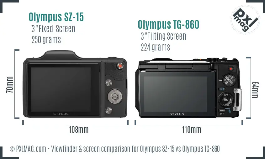 Olympus SZ-15 vs Olympus TG-860 Screen and Viewfinder comparison