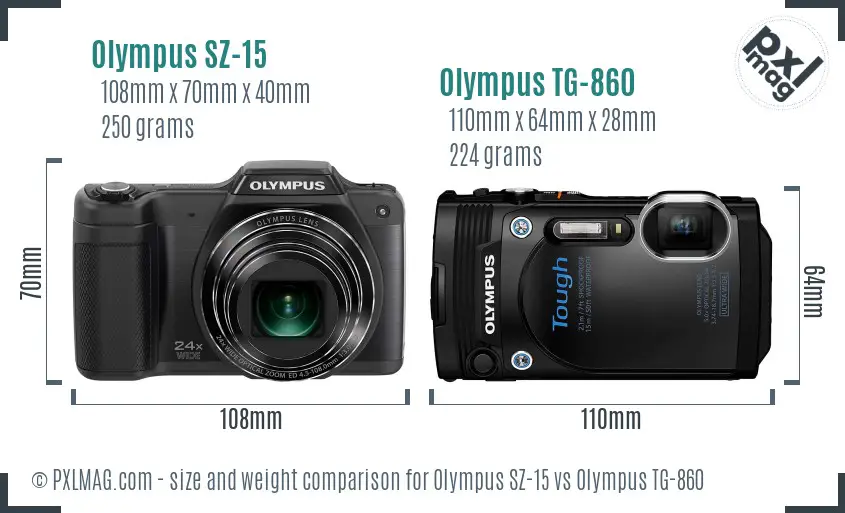 Olympus SZ-15 vs Olympus TG-860 size comparison