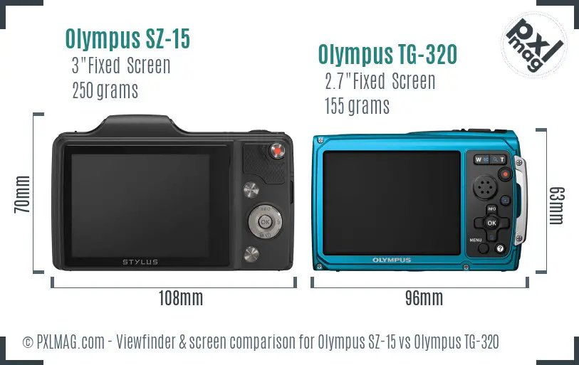Olympus SZ-15 vs Olympus TG-320 Screen and Viewfinder comparison