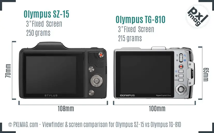 Olympus SZ-15 vs Olympus TG-810 Screen and Viewfinder comparison