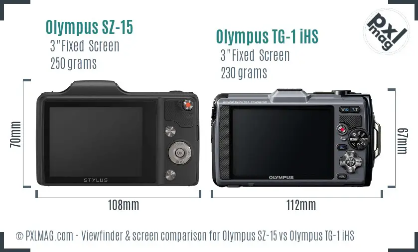 Olympus SZ-15 vs Olympus TG-1 iHS Screen and Viewfinder comparison