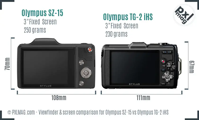 Olympus SZ-15 vs Olympus TG-2 iHS Screen and Viewfinder comparison