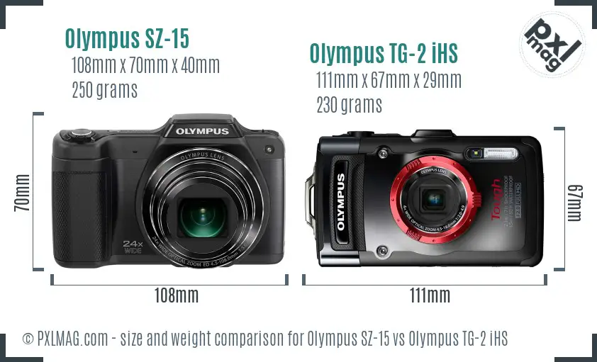 Olympus SZ-15 vs Olympus TG-2 iHS size comparison