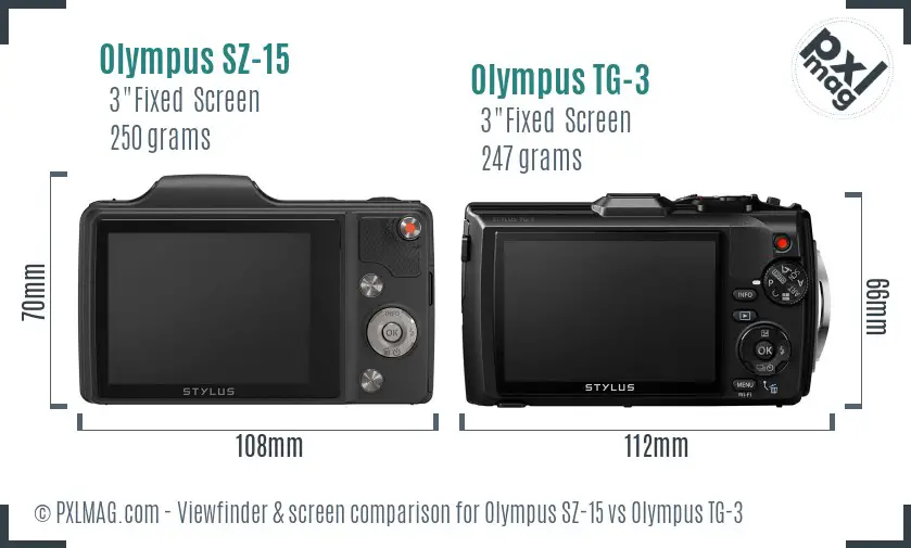 Olympus SZ-15 vs Olympus TG-3 Screen and Viewfinder comparison