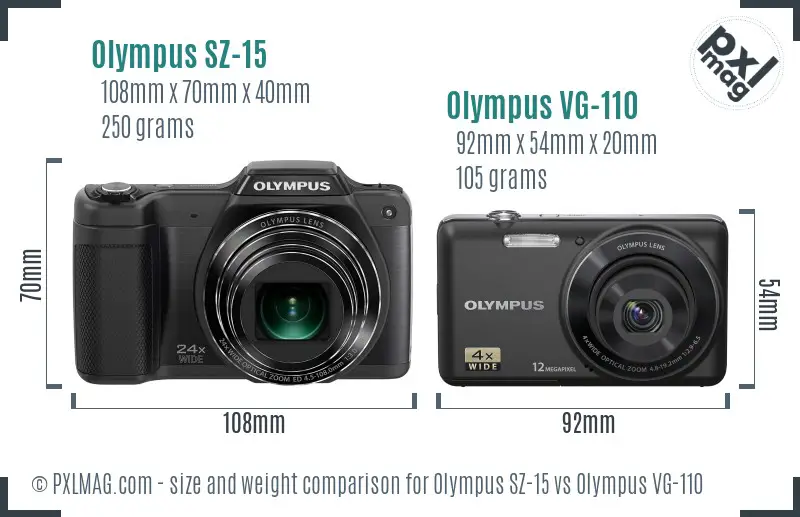 Olympus SZ-15 vs Olympus VG-110 size comparison