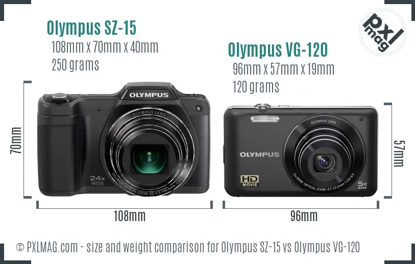 Olympus SZ-15 vs Olympus VG-120 size comparison