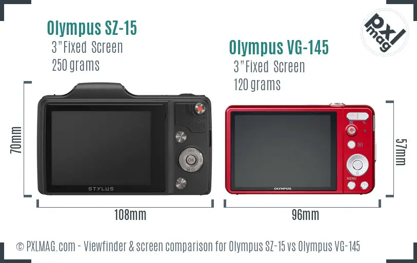 Olympus SZ-15 vs Olympus VG-145 Screen and Viewfinder comparison