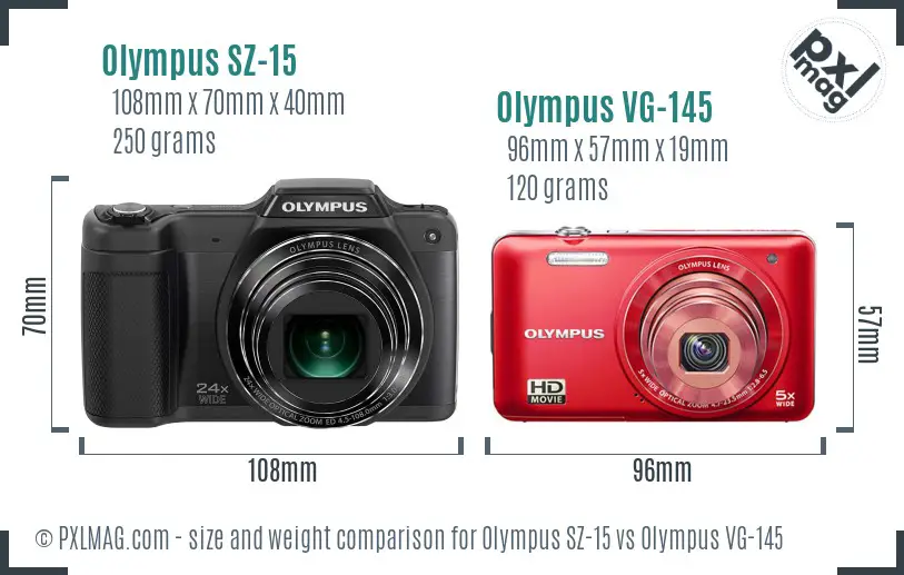 Olympus SZ-15 vs Olympus VG-145 size comparison