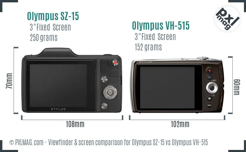 Olympus SZ-15 vs Olympus VH-515 Screen and Viewfinder comparison