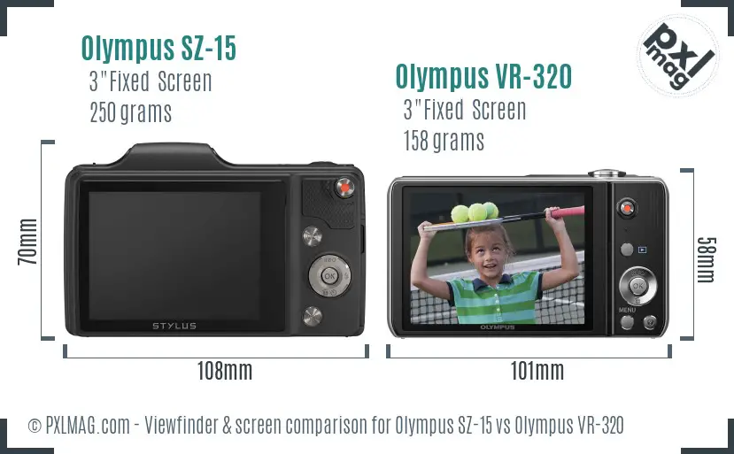 Olympus SZ-15 vs Olympus VR-320 Screen and Viewfinder comparison