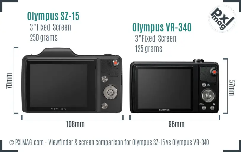Olympus SZ-15 vs Olympus VR-340 Screen and Viewfinder comparison