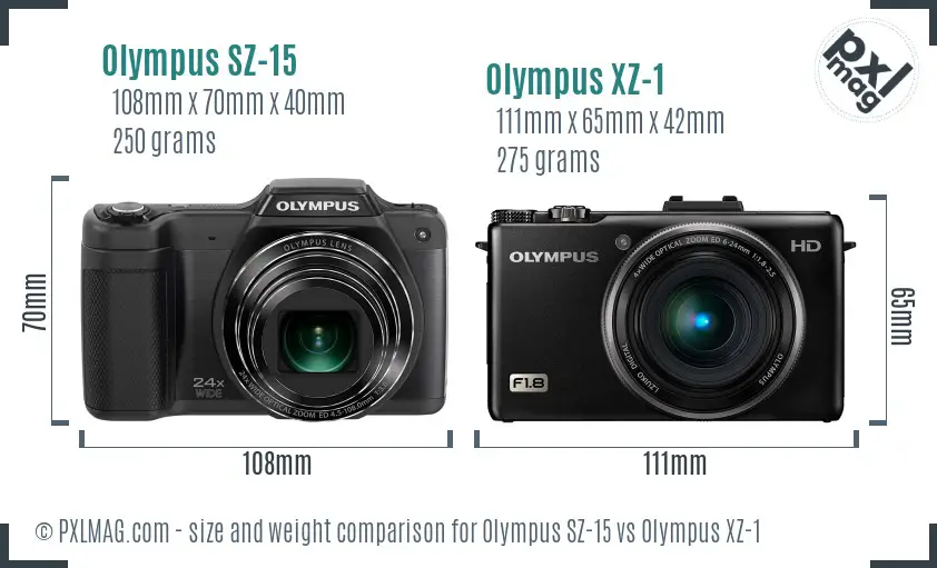 Olympus SZ-15 vs Olympus XZ-1 size comparison