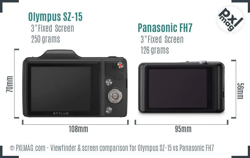 Olympus SZ-15 vs Panasonic FH7 Screen and Viewfinder comparison
