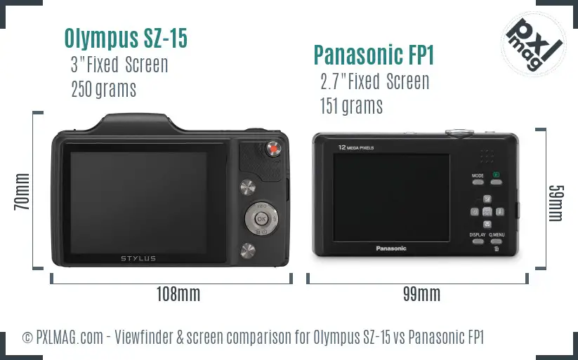 Olympus SZ-15 vs Panasonic FP1 Screen and Viewfinder comparison