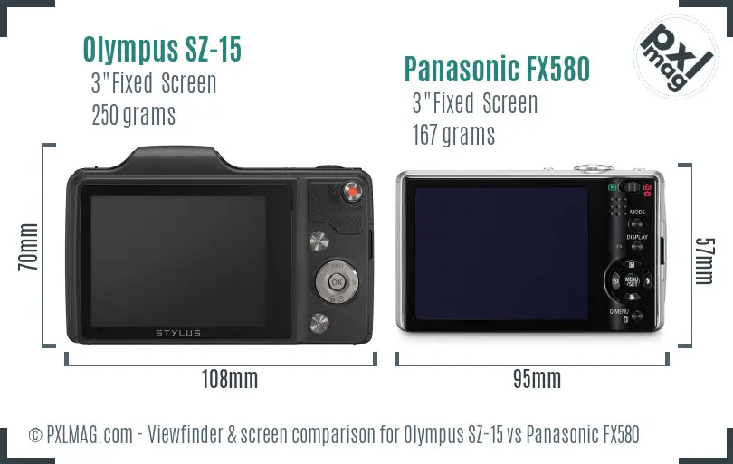Olympus SZ-15 vs Panasonic FX580 Screen and Viewfinder comparison Olympus SZ-15 vs Panasonic FX580 Screen and Viewfinder comparison