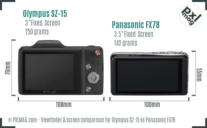 Olympus SZ-15 vs Panasonic FX78 Screen and Viewfinder comparison Olympus SZ-15 vs Panasonic FX78 Screen and Viewfinder comparison