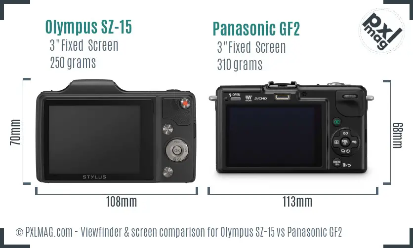 Olympus SZ-15 vs Panasonic GF2 Screen and Viewfinder comparison Olympus SZ-15 vs Panasonic GF2 Screen and Viewfinder comparison
