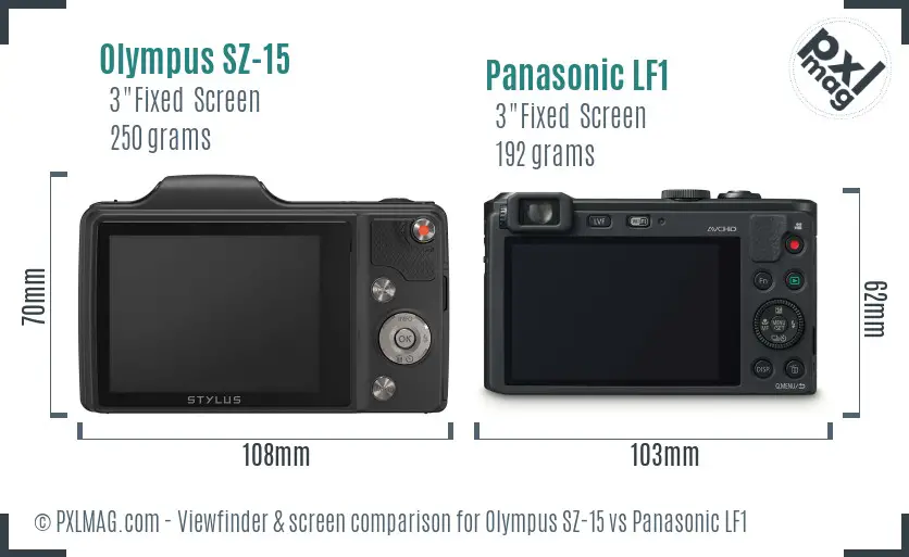 Olympus SZ-15 vs Panasonic LF1 Screen and Viewfinder comparison