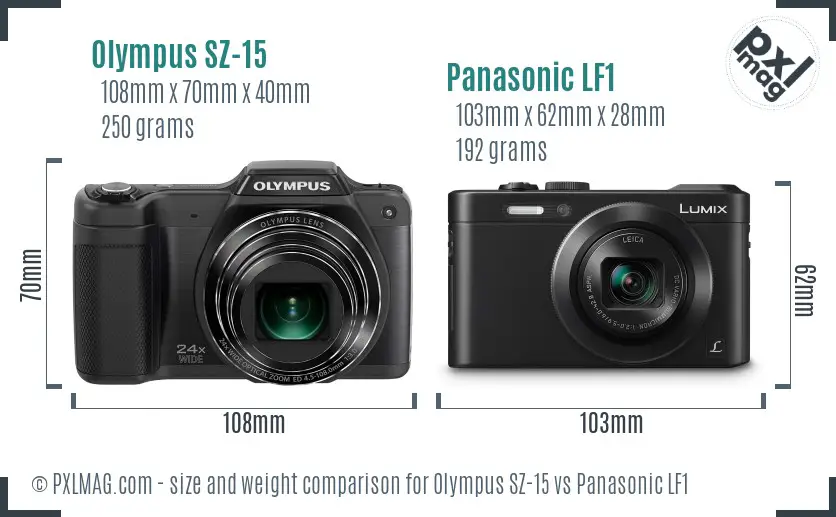 Olympus SZ-15 vs Panasonic LF1 size comparison